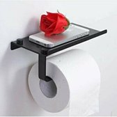 Toiletrolhouder - telefoon stand - toiletrolhouder zwart