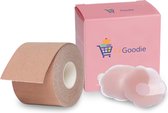 Boob Tape met Herbruikbare Tepelplakkers - Fashion Tape - 5 Meter - Plak Bh - Nude - Inclusief GRATIS 2 herbruikbare tepelcovers