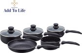 Ensemble de casseroles en marbre Add To Life - 5 pièces - Casseroles et poêles - Poêle à frire - Casserole - Pan - Casserole - Passe au lave-vaisselle - Induction