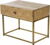 Houten nachtkastje met gouden metalen voet, 48x33xH39CM - ASKIM