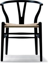 CH24 Y Wishbone stoel eiken - gelakt zwart - Vlecht natuur