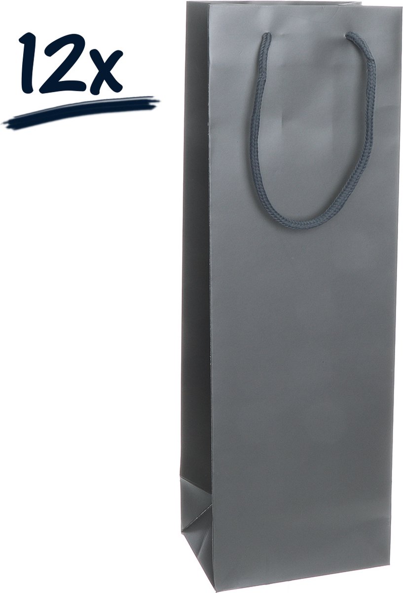 12st. stevige draagtassen voor fles (36x12x9)cm | zak | cadeautasje | gift bag | verpakking | gedraaid koord greep