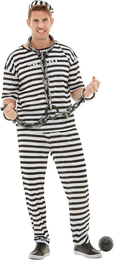 FUNIDELIA Gevangene kostuum - Boef kostuum voor mannen - Maat: M - Zwart