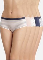 Dim Les Pockets Boxers - Onderbroeken - Katoen - Dames - 5 Stuks - Maat 38/40 - Blauw/Zwart/beige/Roze/Wit