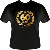 Funny zwart shirt. Gouden Krans T-Shirt - 60 jaar - Maat M