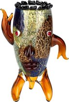 Glassculptuur Muranostijl e 33cmH vaas met een gezicht