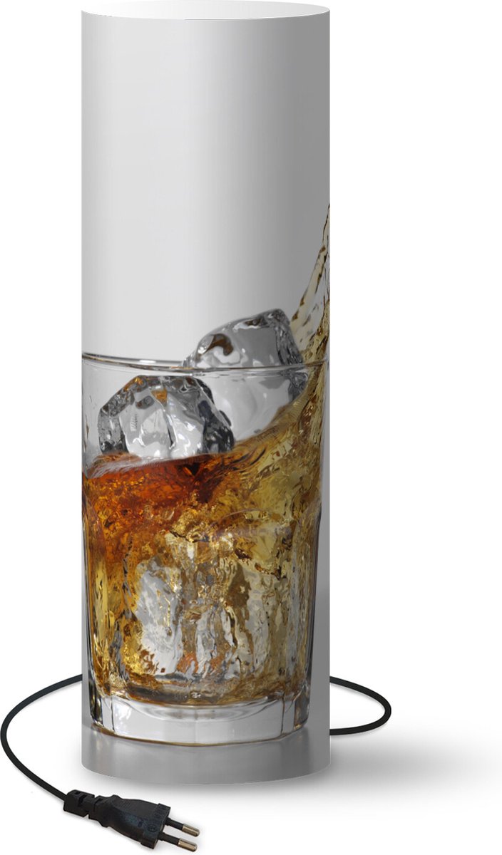 Lamp - Nachtlampje - Tafellamp slaapkamer - Glas whisky spat elke kant op - 50 cm hoog - Ø15.9 cm - Inclusief LED lamp