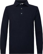Profuomo - Long Sleeve One Piece Polo Donkerblauw - M - Slim-fit