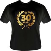 Funny zwart shirt. Gouden Krans T-Shirt - 30 jaar - Maat XS