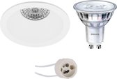 LED Spot Set - Pragmi Pollon Pro - GU10 Fitting - Inbouw Rond - Mat Wit - Verdiept - Ø82mm - Philips - SceneSwitch 827 36D - 1.5W-5W - Warm Wit 2200K-2700K - Dimbaar - BES LED