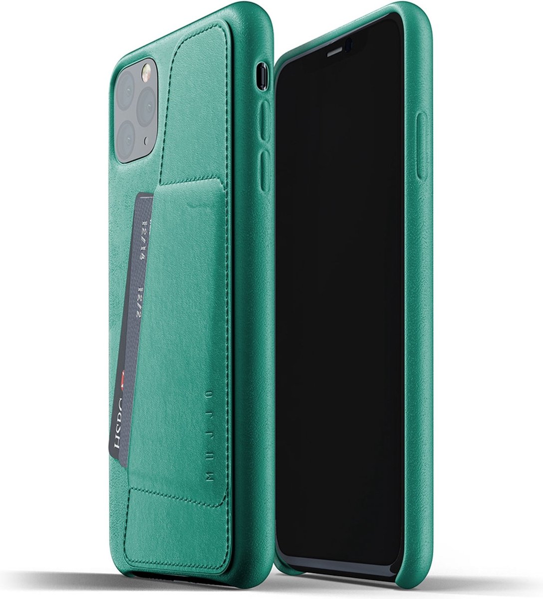 Mujjo - Full Leather Wallet iPhone 11 Pro Max - groen