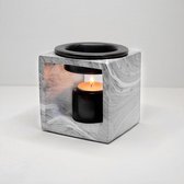 Vierkante geurbrander-Beton marmerlookA/waxbrander - waxmelts/aromabrander/oliebrander-woonaccessoire - geurbranders/waxbranders -