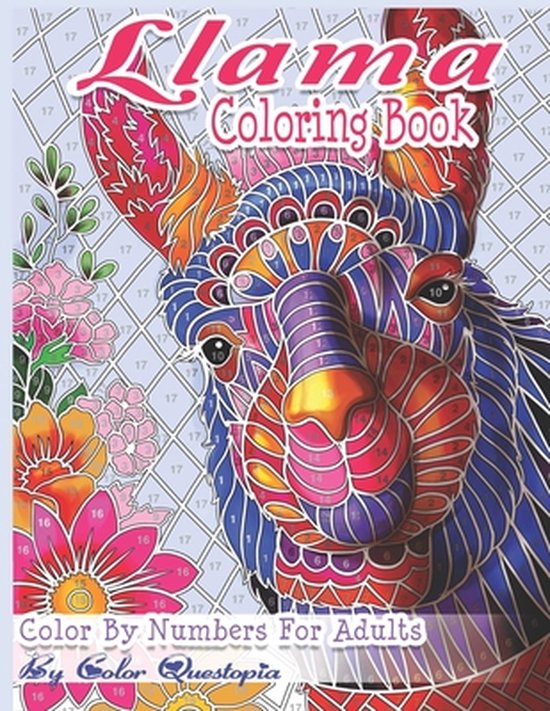 Llama Coloring Book Color By Numbers For Adults, Color Questopia