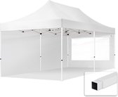 3x6m easy up partytent vouwtent  2 zijwanden (met panoramavensters) paviljoen PES300 stalen frame wit