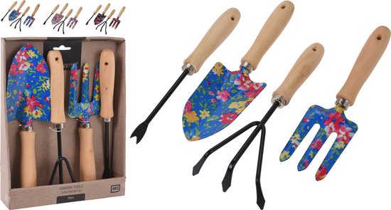 Tuingereedschap set 4 delen Zwart