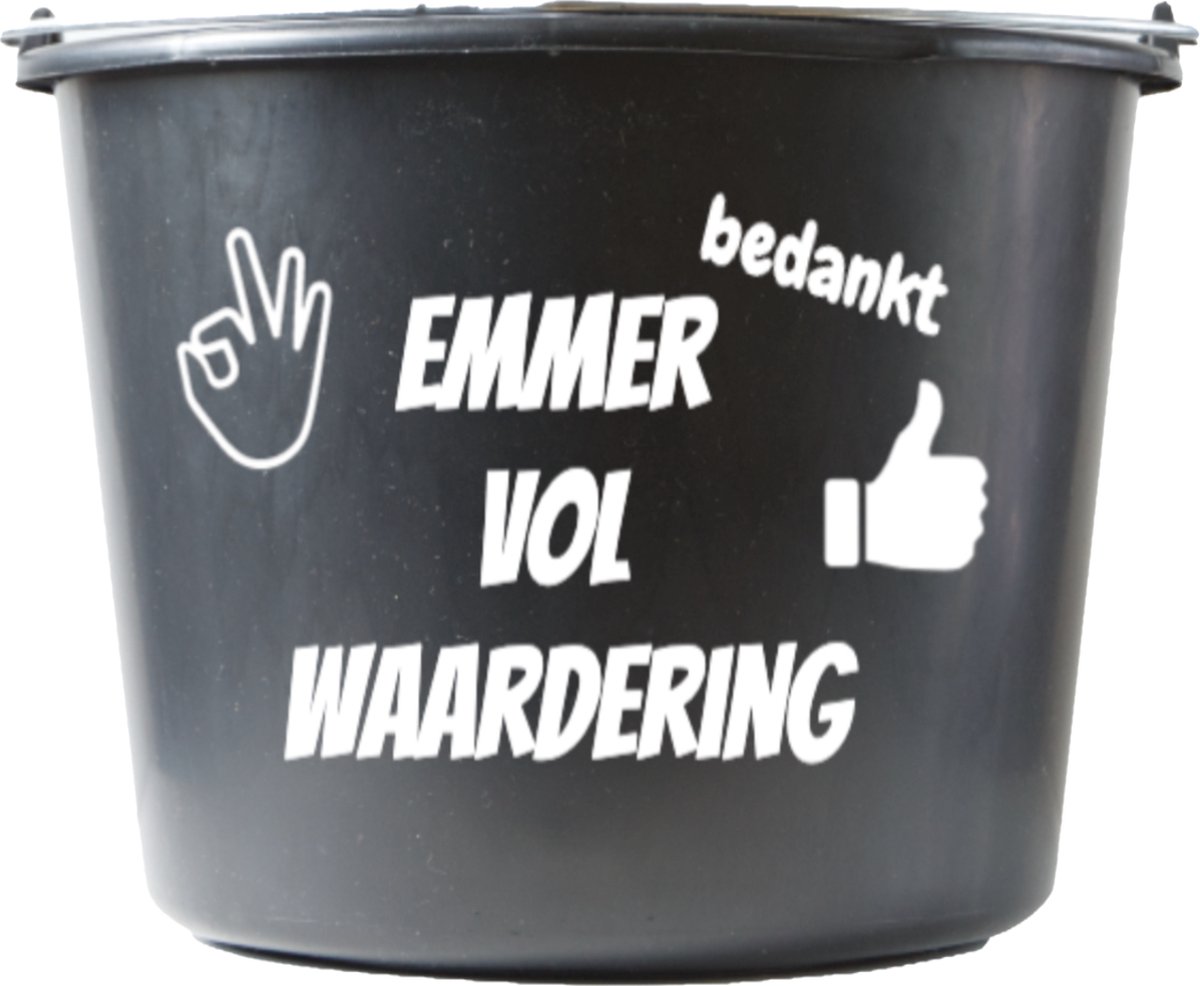 Goedkoopste Cadeau emmer – 12 liter – zwart – met tekst Emmer vol waardering