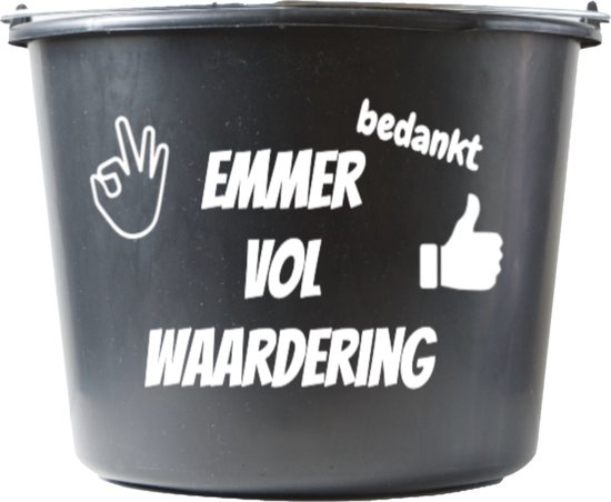 Seau - 12 litres - noir - avec texte : Seau plein d'appréciation - Cadeau - Cadeau - Cadeau - Kado - Surprise - merci