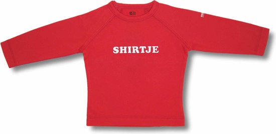 Twentyfourdips | T-shirt lange mouw met print 'Shirtje' | Rood | | In giftbox