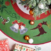 Navaris decoratief kerstboom vloerkleed vloerbeschermer - Beschermt de vloer en verstopt bekabeling van lampjes - Kerstrok in groen/wit/rood