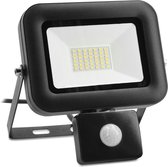 kwmobile LED schijnwerper met bewegingsmelder - 30W LED schijnwerper 2700 lumen - stroomkabel schemersensor - LED schijnwerper spot - schijnwerper armatuur