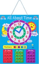 Horloge d'apprentissage Navaris pour enfants magnétique - apprendre l'heure - tableau d'apprentissage magnétique à partir de 3 ans - horloge speelgoed - speelgoed d'apprentissage avec 40 aimants - bleu - anglais