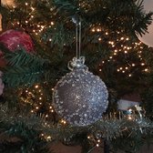 Diga Colmore grote kerstbal zilver met kralen en glitters 10cm 2 stuks