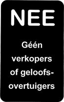 NEE Geen verkopers of geloofsovertuigers - Brievenbus Sticker - Zwart Wit - Zelfklevend - 50 mm x 80 mm x 1,6 mm - YFE-Design