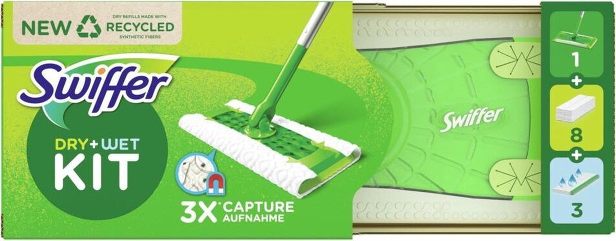 Swiffer Sweeper Kit de nettoyage pour sols secs et humides avec