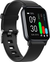 Teymour GTS1 Smartwatch voor Dames en Heren  - Sporthorloge  - Stappenteller - Hartslagmeter - Slaapmonitor - Fitnesshorloge  - Multi sport mode - voor Android & iOS - Zwart