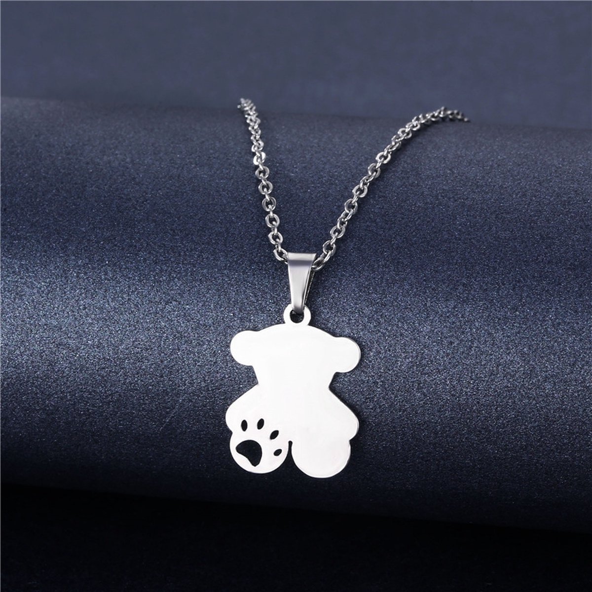 Beertjes ketting - Stainless steel - Zilverkleurig - 50 Centimeter - Beer, schattig - Damesdingetjes