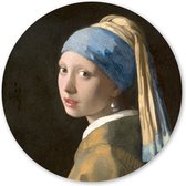 Wandcirkel Meisje met de Parel - 60 cm - Aluminium; Dibond - Schilderij Oude Meesters