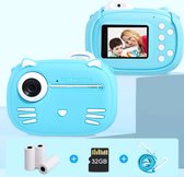 Vitafa Digitale camera - Digitale camera kinderen - Kinder camera meisjes - Kidizoom - Foto printer - 32GB - Blauw