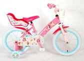 Vélo pour enfants Disney Princess - Filles - 16 pouces - Rose - Avec panier à l'avant et siège de poupée à l'arrière