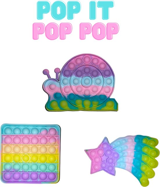 Pop it Figdgets - Fidget Toys - Pop It pas cher | Pop It Snail, Square &  Shooting Star... | bol.com