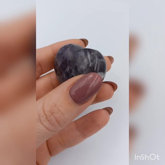 Amethist Hart - Intuïtie - 4cm - Edelsteen - Knuffelsteen - Chakra - Kruinchakra - Balans - Zuiverend - Liefde - Vriendschap - Bewaardoosje - Cadeau