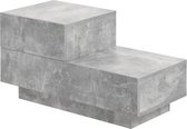 Nachtkastje - Met 2 lades - Model "links" - Spaanplaat- Beton kleurig - Afmeting (LxBxH) 70 x 35 x 38 cm