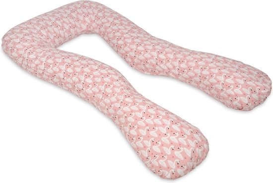 Voedingskussen - Zwangerschapskussen - 300 cm - 100% katoen - roze met zwanen