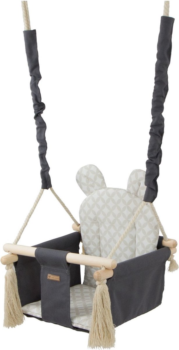Baby schommel - hout - antraciet crème - tot 20 kg van Childhome — afbeelding 2