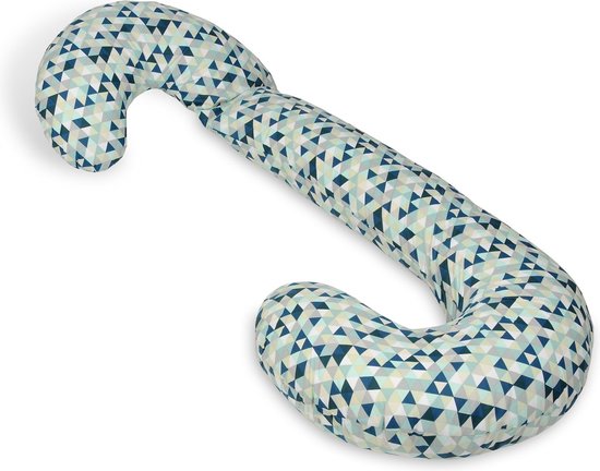  - Body pillow - 240 cm - 100% katoen - blauwe driehoekjes