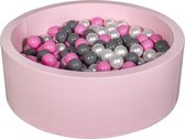 Ballenbad rond - roze - 90x30 cm - met 200 parelmoer, roze en grijze ballen