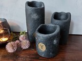 Brynxz - Theelichthouders van beton - Model 'Kaars' - Waxinelichthouders - Industrial Black Gold - Set van 3 stuks!