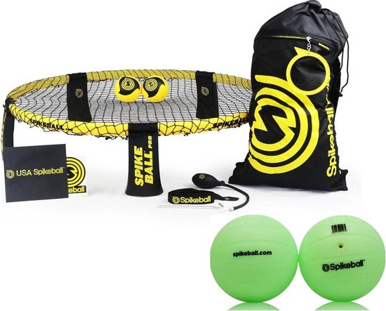 Foto: Spikeball pro game play set roundball geel inclusief extra set van twee glow balls