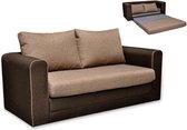 Tweezits slaapbank van stof DANUBE - bruin en beige L 161 cm x H 77 cm x D 72 cm