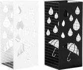 Home Decor Metalen Paraplubak - Parapluhouder - Paraplustandaard - Paraplubak metaal - Paraplubak met waterbak - Paraplu -  Wit & Zwart
