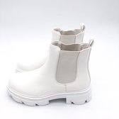 WELOVESHOES® Chelsea boots met Hak - Imitatieleer - Wit - Maat 39