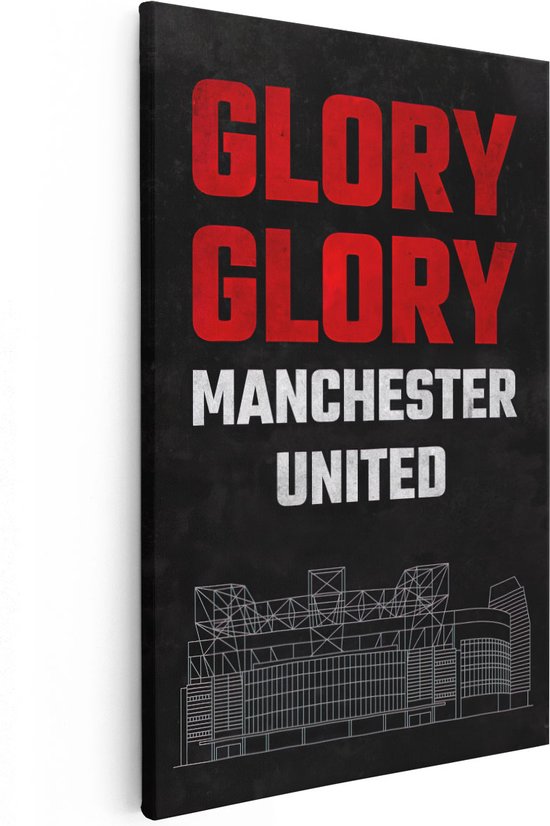 Artaza Canvas Schilderij Glory Glory Tekst Manchester United - 80x120 - Groot - Muurdecoratie - Canvas Print