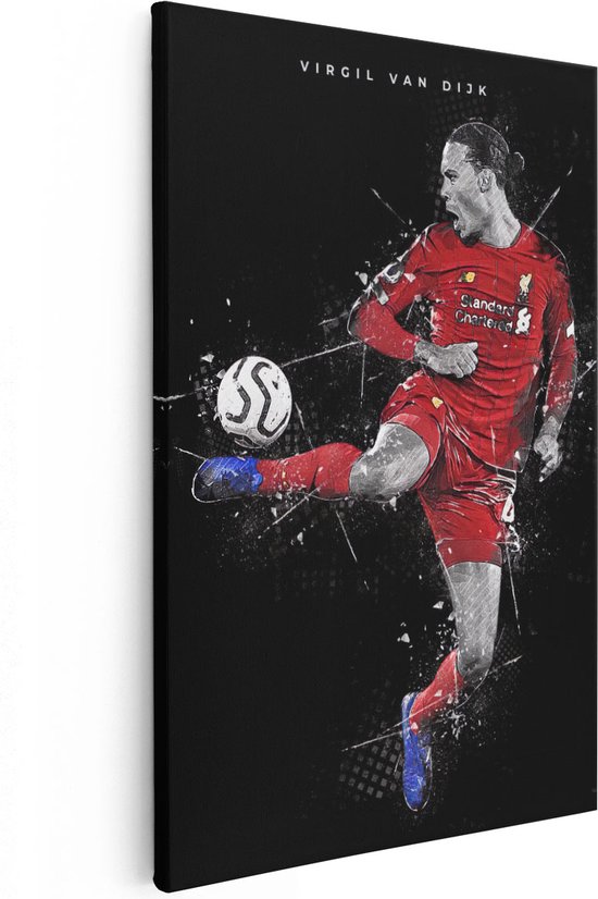 Artaza Canvas Schilderij Virgil van Dijk in actie bij Liverpool - 20x30 - Klein - Foto Op Canvas - Canvas Print