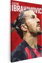 Artaza Canvas Schilderij Zlatan Ibrahimovic bij AC Milan in Geometrie - 40x60 - Poster Foto op Canvas - Canvas Print