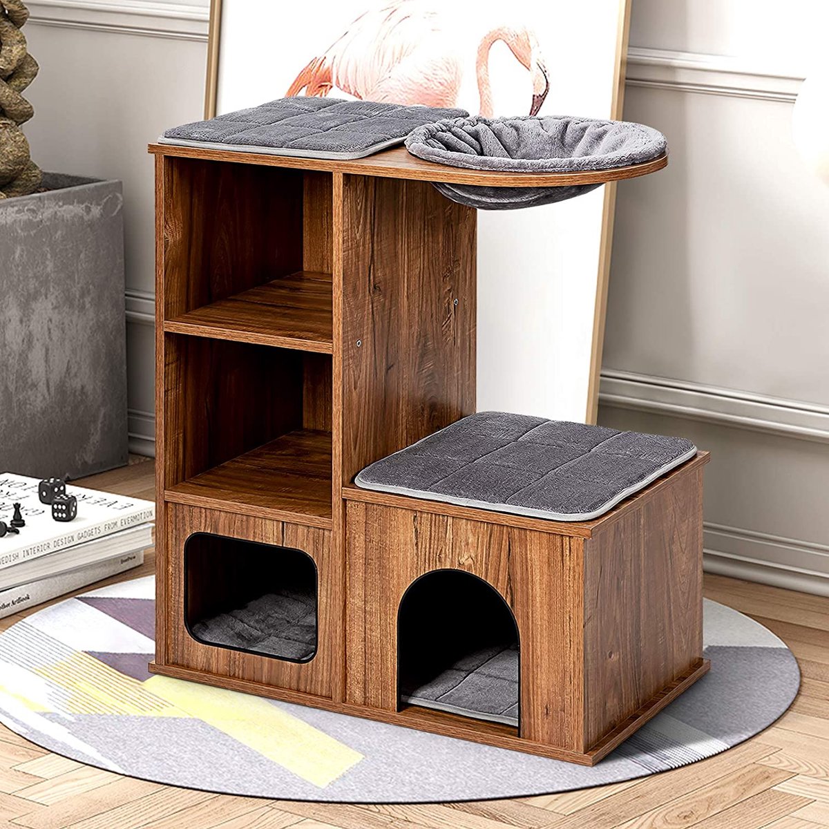 VEVOR Wandgemonteerde kattenplanken, kattenwandplanken en zitstokken met springplanken, nest, barrièreplank en kattenboom, kattenzwevende meubels tot 18 kg om te slapen, spelen, klimmen, set van 5