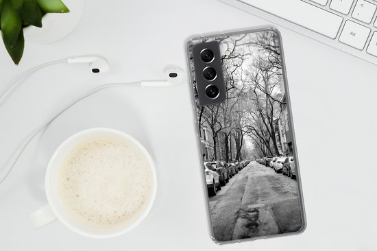 Coque Samsung Galaxy S21 FE - Voitures garées à New York - noir et blanc - Coque de téléphone en Siliconen